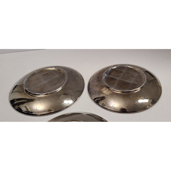 Set of 3 Saucers 5.5" Meander Pattern Brown Silver White Mediterranean Style - Picture 4 of 4